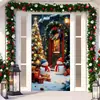 2026 Nova Cortina de Porta Banner de Natal Decoração de Fundo para Fotos ao Ar Livre com Papai Noel e Filhote