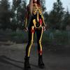 Fantasia Cosplay Roupas Europeias e Americanas para Mulheres Transfronteiriças Fantasia de Halloween Macacão Ajustado com Estampa Personalizada de Esqueleto