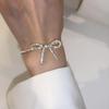Pulseira Laço Prata Quebrada Moda Senso High-end Pulseira Laço Prata Quebrada Feminina Combinação com Tudo Personalidade Nicho Doce