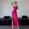 Produto Novo de Verão 2025: Vestido Bodycon de Um Ombro com Gola Halter e Amarração nas Costas, Cintura Alta e Fenda
