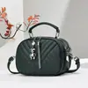 Bolsa Redonda Pequeña de Mano con Borlas Diseño de Bordado de Hilo de Rombos Bolsa de Hombro Bolso Cruzado Simple Fuente de Fábrica de Comercio Exterior Transfronterizo