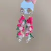 Brincos de Borboleta Vazados Azul e Branco com Franjas Estilo Coreano Design Exquisito Estudante de Arte Lindos Brincos de Gancho para Orelha Brincos para Mulheres