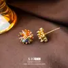 Brincos de Tarraxa Coloridos de Zircônia Margarida Dopamina de Verão, Exquisitos e Elegantes, Versáteis para o Dia a Dia, Acessórios de Orelha High-End da Moda