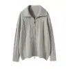 Novedad Otoño e Invierno 2025 Cómodo y Versátil Cardigan de Cachemira Espesado para Mujer Lujo Accesible Esencial Tejido de Punto Espesado con Cuello Alto Retorcido