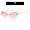 Gafas de sol sin marco con ribete de letra F y diamantes, gafas de sol de moda, gafas de sol de estilo europeo y americano con montura pequeña y protección UV.