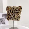 Gorro de punto cálido de felpa con estampado de leopardo y orejas de gato para mujer, Gorro versátil de moda para invierno con protección para las orejas, Sombrero de pescador a prueba de frío y viento para exteriores