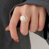Anillo de Perla de Agua Dulce Guan Yu con Diamantes Completos, Diseño Hueco, Joyería Estilo Japonés y Coreano, Accesorio de Regalo para Mujeres S1071065