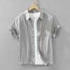 8018 Estilo Japonés Transpirable Sencilla Camisa de Manga Corta Moda Masculina Casual Artística Holgada Delgada Top Venta al por Mayor