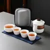Porcelana Branca Dehua Conjunto de Chá Portátil para Viagem ao Ar Livre Presente de Negócios Lembrança com Logo Copo Rápido