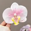 Pinza para el Cabello de Flor Rosa Dulce Orquídea Mariposa, Pinza de Pato, Accesorio para el Cabello de Flor Artificial, Pinza Lateral Horquilla de Orquídea, Adorno para el Cabello