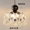 Lustre de sala de jantar vintage estilo francês, design de cristal de luxo leve, proteção ocular de espectro total, luz de jantar redonda cor de nogueira retrô