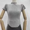 Pulóver Coreano de Primavera y Verano 2024 para Viajero de Manga Corta con Cuello Medio Alto Tejido Camiseta Base Interior Corta