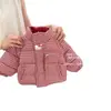 Chaqueta de Algodón a Cuadros para Niña 2026, Elegante Casual Gruesa Cálida Moderna Chaqueta Roja con Cuello Alto para Niños