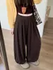 Calça Lantern Casual de Caimento Solto para Mulheres, Novo Estilo de Outono, Cintura Alta, Perna Larga Solta, Calça Casual Doce e Versátil