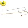 Cadena para orejas en forma de T con forma de T, color dorado, plata S925, con bandeja, accesorios para aretes, cadena para orejas con cuentas hecha a mano.