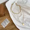 Collar Europeo y Americano Transfronterizo Multicapa Estilo Nuevo Minimalista en Capas Moda Colgante Redondo Collar Clavícula Collar de Mujer