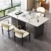 Juego de mesa de té integrado de pizarra minimalista, mesa de té multifuncional de lujo ligero moderno para oficina en casa con sillas, mesa de té para balcón