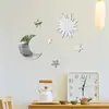 Fábrica de pegatinas de pared con espejo, venta al por mayor, nueva combinación de estrella y luna, pegatinas de pared con espejo extraíbles para dormitorio y sala de estar