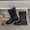 Nuevas Botas de Moda Retro de Cuero Sintético para Mujer Botas Versátiles de Caballero Media Pantorrilla 2026 Hebilla Primavera Otoño Moda Estilo Británico
