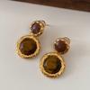 Aretes geométricos ovalados con diseño de encaje de cáñamo, aretes de alta gama 2023, aretes medievales vintage franceses vintage
