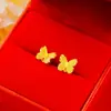 Pendientes de Flor de Estilo Étnico Moda al por Mayor Chapados en Cobre Oro Real de 24 Quilates Pendientes Sencillos de Flor de Rosa Pendientes de Oro de Arena Vietnamita para Mujer