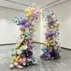 Arco de Flores Artificiales Transfronterizo con Hortensias y Rosas Moradas, Rosas y Azules para Decoración de Fondo de Escaparate de Fiesta de Bodas Arco en Forma de Cuerno