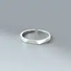 Anel de Casal Nalan S925 Prata Esterlina Escovado Estilo K Simples Multifacetado Aberto Masculino e Feminino Elegante J9244