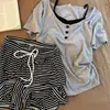 Conjunto de Pijama Corto de Manga Corta de Verano Estilo Coreano para Mujer con Almohadillas en el Pecho, Estilo Perezoso Casual Ropa de Casa, Venta al por Mayor Transfronteriza