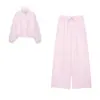 Comércio Exterior Roupas Femininas 2026 Nova Moda Europeia e Americana Conjunto de Jaqueta de Zíper Solta de Gola Alta + Calças para Mulheres A670071