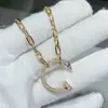 Cadena de Uñas con Diamantes Completos, Versión de Alta Gama Chapada en Oro Rosa de 18 Quilates, Cadena de Uñas Clásica con Diamantes Completos, Cadena Gruesa, Estilo Europeo y Americano