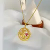Loja de ouro com pingente de anjo bebê de ouro antigo, pingente de amor com diamante, fecho seguro, pingente de colar feminino longo que não desbota