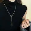 Nuevo Collar Minimalista Deslizante de Gota de Agua para Hombres y Mujeres, Cadena Larga para Suéter, Cadena de Clavícula de Temperatura de Nicho de Lujo Ligero