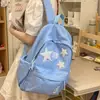 Mochila con parche de estrella a cuadros estilo japonés, mochila niche estilo coreano para estudiantes de secundaria, preparatoria y universidad, mochila dopamina