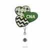 Porta credencial de enfermera retráctil giratorio, clip de insignia retráctil acrílico con purpurina, porta credencial con hebilla de trébol, Hongyao verde