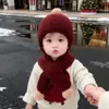 Conjunto de Gorro de Invierno para Bebé Estilo Coreano Estilo Extranjero Gorro de Lana Engrosado Cálido para Niños y Niñas Gorro de Punto con Protección para las Orejas Moderno