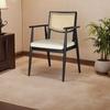 Silla de Comedor Nórdica de Madera Maciza y Ratán Silla de Hotel Antigua Media Casual con Reposabrazos y Respaldo Silla Moderna Simple para Restaurante Oficina