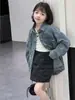 Chaqueta de mezclilla para niñas, nuevo estilo primavera/otoño, diseño coreano de corte holgado, con cuello alto, adecuada para niñas mayores, acabado lavado vintage, atuendo de otoño moderno