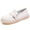 Zapatos de mujer de suela blanda de tendón de res nuevo de primavera, zapatos de una sola capa, zapatos blancos de piel de vaca, zapatos planos de una sola capa, zapatos para mujeres embarazadas, fabricante de origen