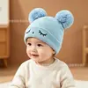 Gorro para Bebé Otoño e Invierno Cálido Gorro de Lana para Bebés Niños y Niñas Lindo Oso Gorro de Punto