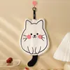 Toalla de Mano de Terciopelo Coral con Gato de Dibujos Animados, Absorbente, Secado Rápido, Colgable, Toalla Creativa, Souvenir Festivo al por Mayor