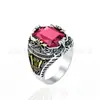 Anillo Transfronterizo de Amazon para Hombre Sol, Luna y Estrellas con Cristal Colorido Grabado Vintage, Joyería de Lujo Ligero de Alta Gama al por Mayor