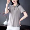 Camiseta tipo Polo de Moda con Cuello Camisero y Mangas Cortas para Mujeres de Mediana Edad y Mayores, Nuevo Top Casual Elegante para el Verano que Reduce la Edad para Mamá