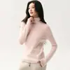 2026 Nuevo Modelo 100% Cachemir Puro Suéter de Punto de Cuello Alto Estilo Coreano Ajuste Holgado Suéter Sin Costuras para Mujer