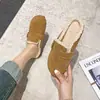 Pantuflas peludas estilo Birkenstock para mujer, para usar al aire libre en otoño/invierno, nuevo estilo 2026, de suela plana, forradas de polar, sin cordones, de punta cerrada, zapatillas de algodón de cobertura media