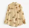 Estación independiente 2025 explosión camisa de verano para mujer nueva tendencia europea y americana camisa estampado de animales 3D