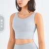 Sujetador Deportivo de Lycra Aidu con Escote en V Profundo y Espalda Bonita para Yoga, Sujetador de Fitness de Cuello Alto Europeo y Americano, Chaleco Deportivo Push-Up para Mujer Verano