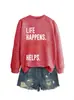 LA VIDA SUCEDE NAVIDAD Amazon Lista de Deseos Comercio Exterior Transfronterizo Moda Versátil Sudadera para Mujer Otoño e Invierno