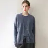 ¡Estilo suave y relajado! Consinee~Suéter de cachemira 100% para mujer, cuello redondo, tejido de ochos, cárdigan de manga corta con cuello en V, conjunto de dos piezas