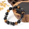 Pulseira Olho de Tigre Masculina Pulseira Obsidiana Imitação Pulseira Pedra Biliar Preta Contas Buda Pulseira Elástica Pulseira Contas Buda em estoque