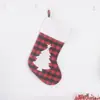 Suprimentos para Decoração de Natal Meias de Natal Xadrez Preto e Vermelho Saco de Presente para Crianças Saco de Doces Meias Grandes Sheintemu